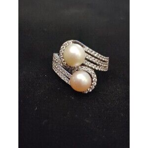 Signed Jts Sterling Silver Size 5.5 To 6 Ring CZ